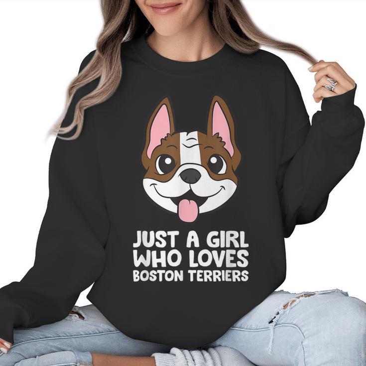 Just a Girl Who Loves Boston Terriers Women Crewneck Sweatshirt