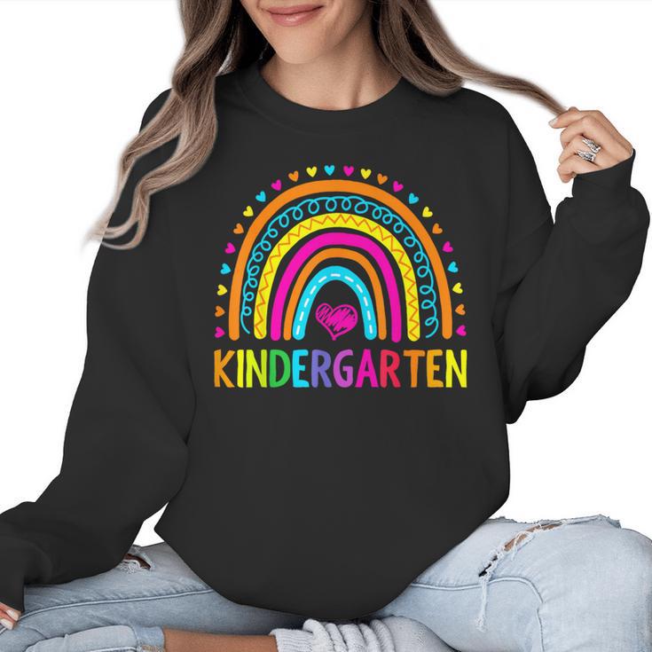 Kindergarten Rainbow Girls Boys Teacher First Day Of School Women Crewneck Sweatshirt
