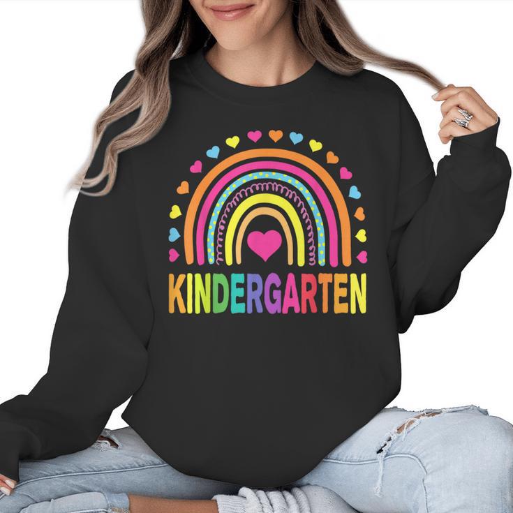 Kindergarten Rainbow Girls Boys Teacher Team Kinder Squad Women Crewneck Sweatshirt