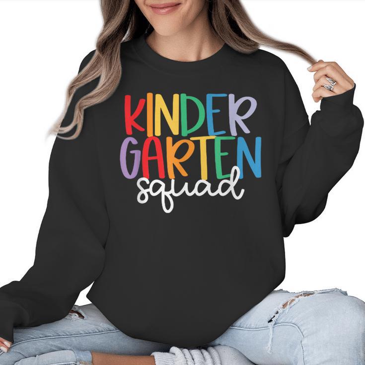 Kindergarten Squad Team Crew Teacher Back To School Women Crewneck Sweatshirt