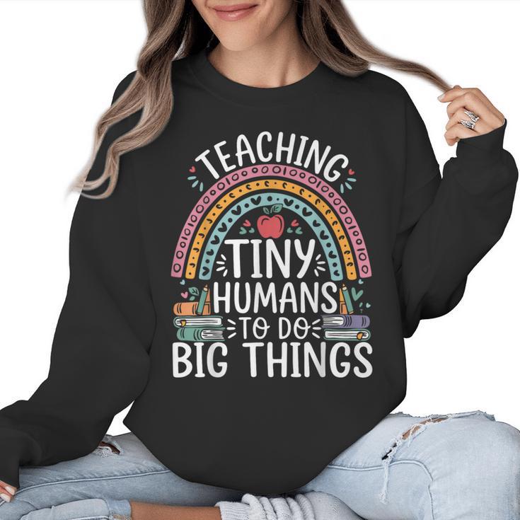 Kindergarten Teacher Tiny Humans Pre-School Teacher Women Crewneck Sweatshirt