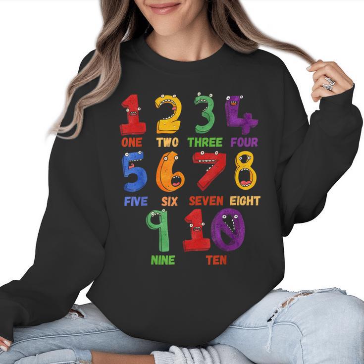 Learning Math Numbers Counting Back To School Teacher For Men Women Girls Kids Women Crewneck Sweatshirt