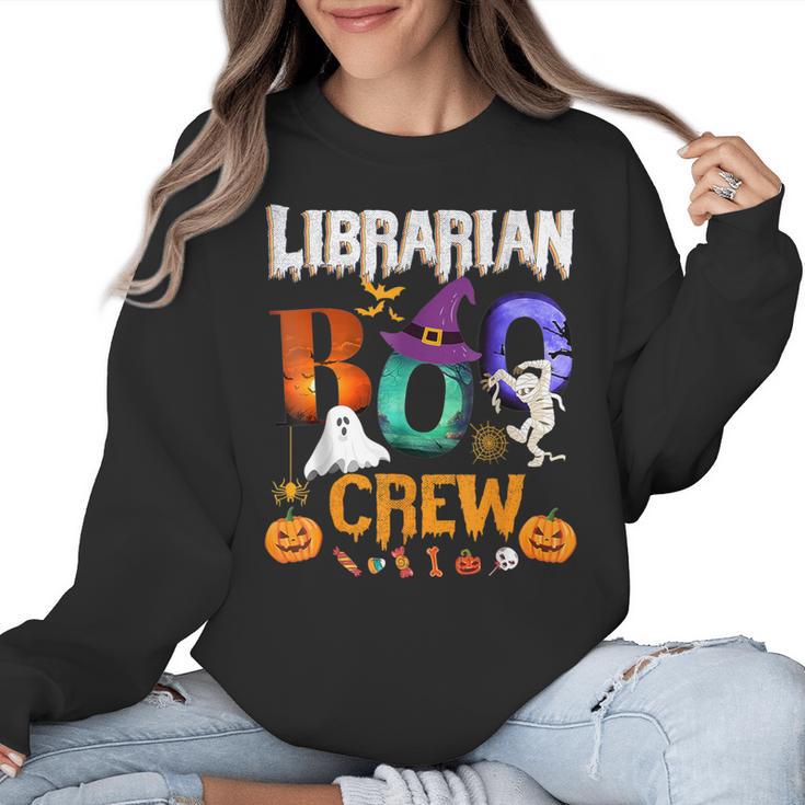 Librarian Boo Crew Teacher Student Halloween Costume Women Crewneck Sweatshirt