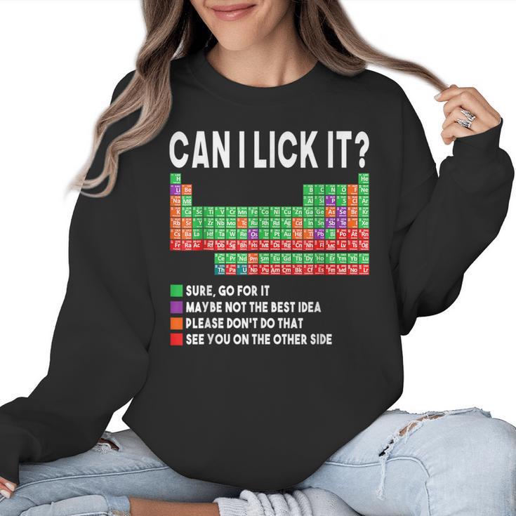 Can I Lick It Periodic Table Science Teacher Boy And Girls Women Crewneck Sweatshirt