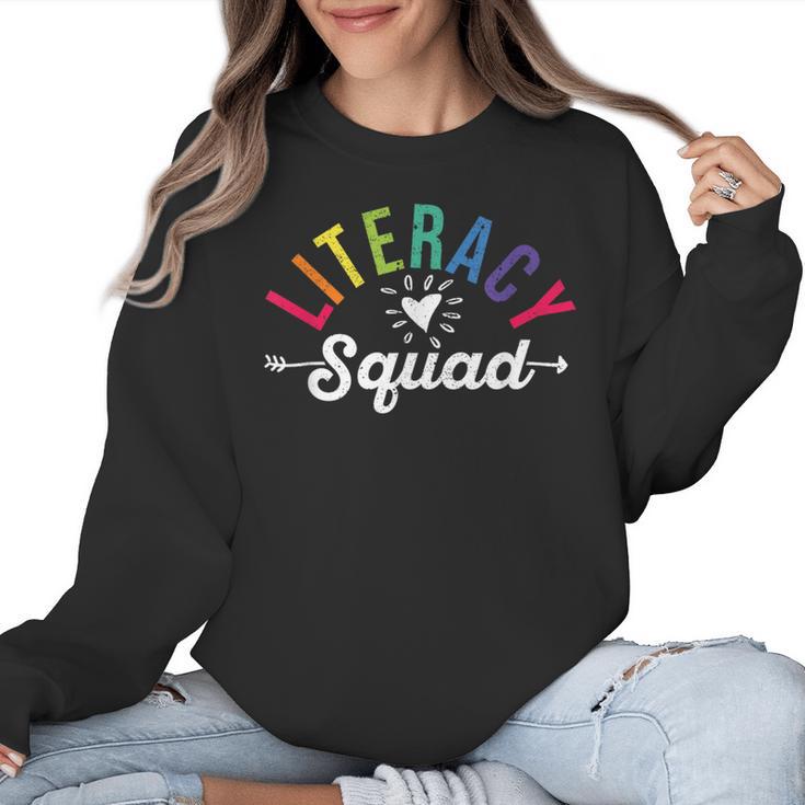 Literacy Squad Reading Teacher Interventionist Specialist Women Crewneck Sweatshirt