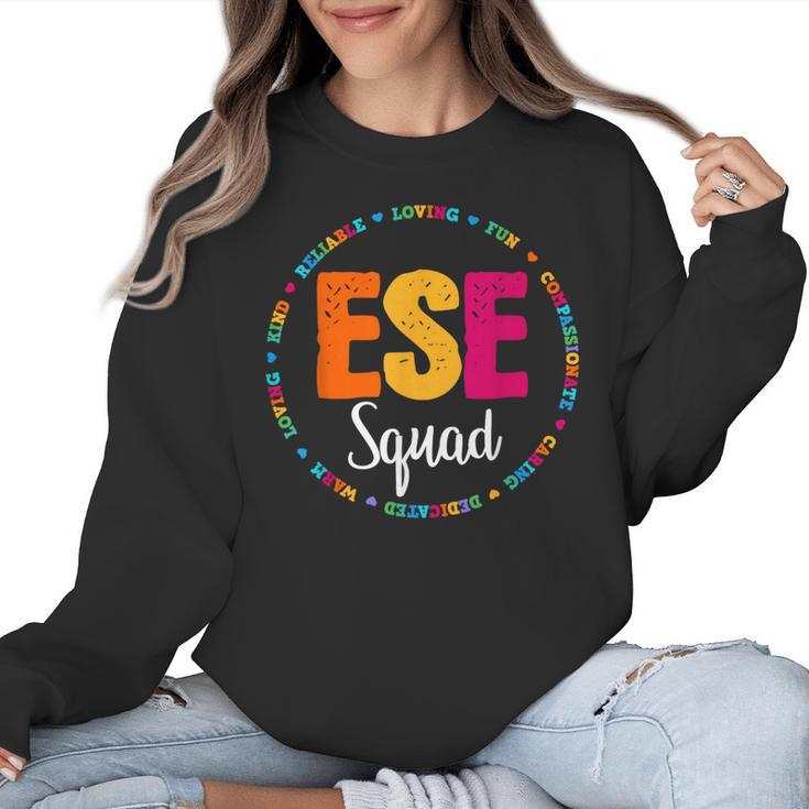 Matching ESE Squad First Last Day Team Teacher Student Tribe Women Crewneck Sweatshirt