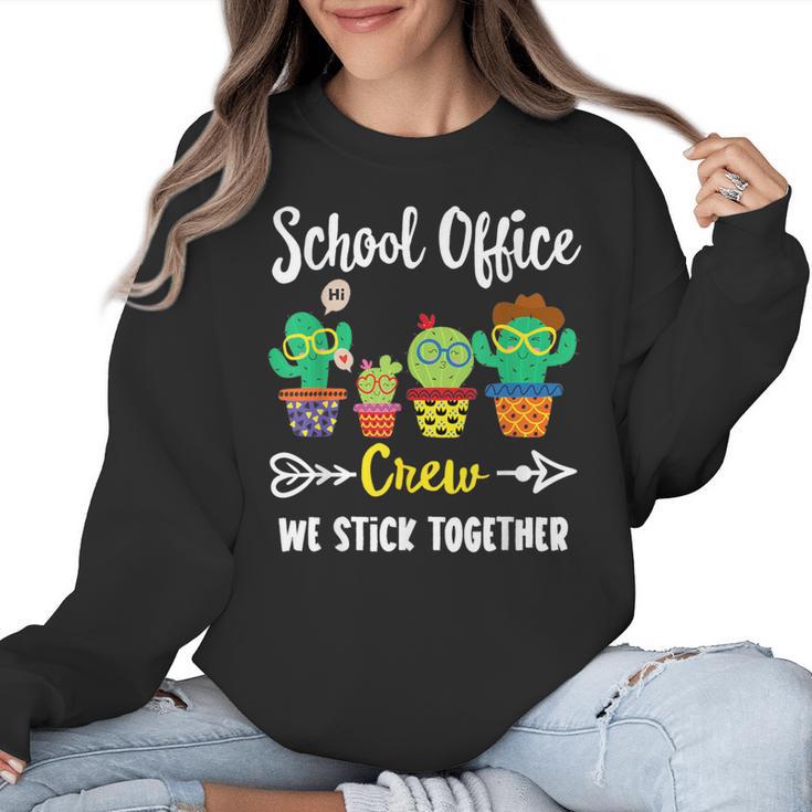Matching Teacher Back To School School Office Crew Cactus Team School Office Squad Women Crewneck Sweatshirt