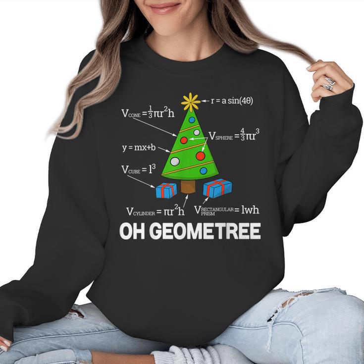 Math Geometry Christmas Tree Geometree Teacher Women Crewneck Sweatshirt