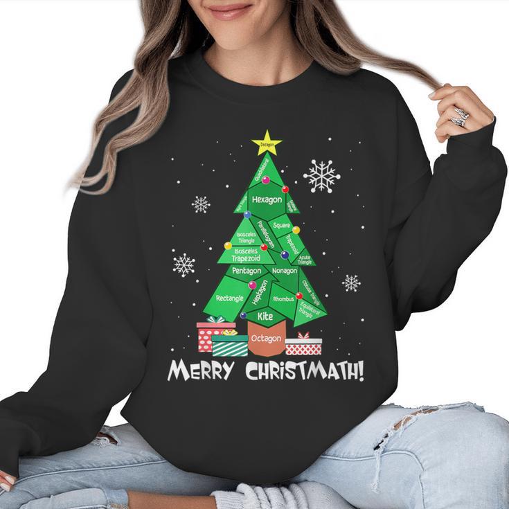 Math Teacher Polygon Christmas Tree Geometry Merry Christmas Women Crewneck Sweatshirt