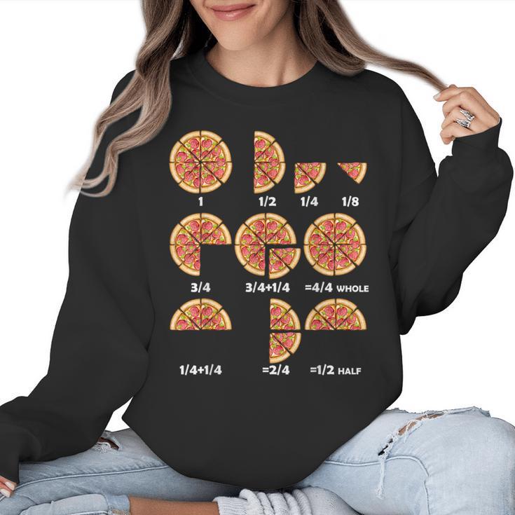 Maths Day Costume Idea Kids Teachers Pizza Slice Fraction Women Crewneck Sweatshirt