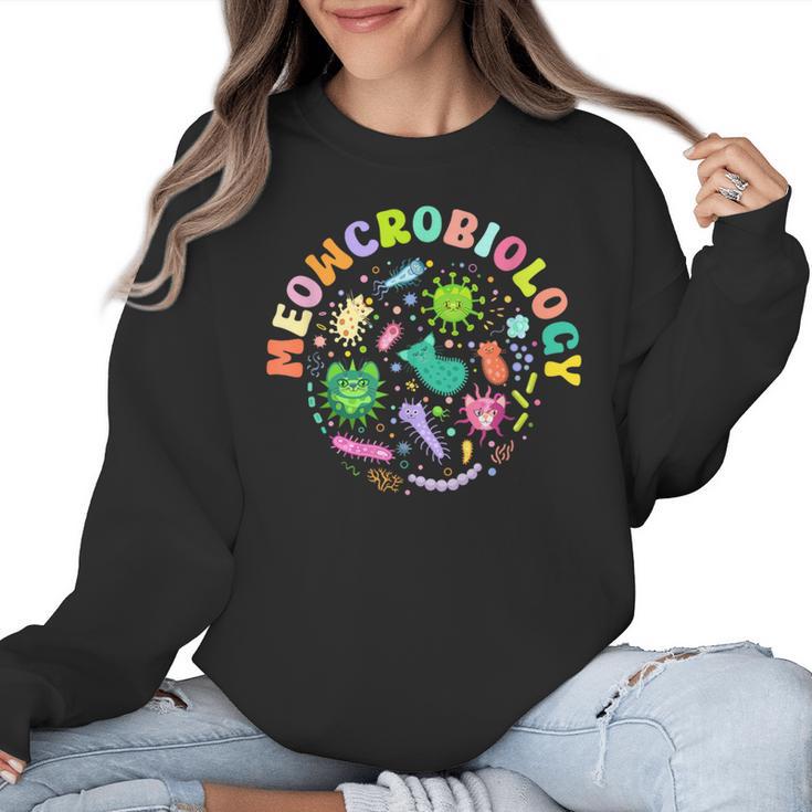 Meowcrobiology Cats Microbiology Science Teacher Women Crewneck Sweatshirt