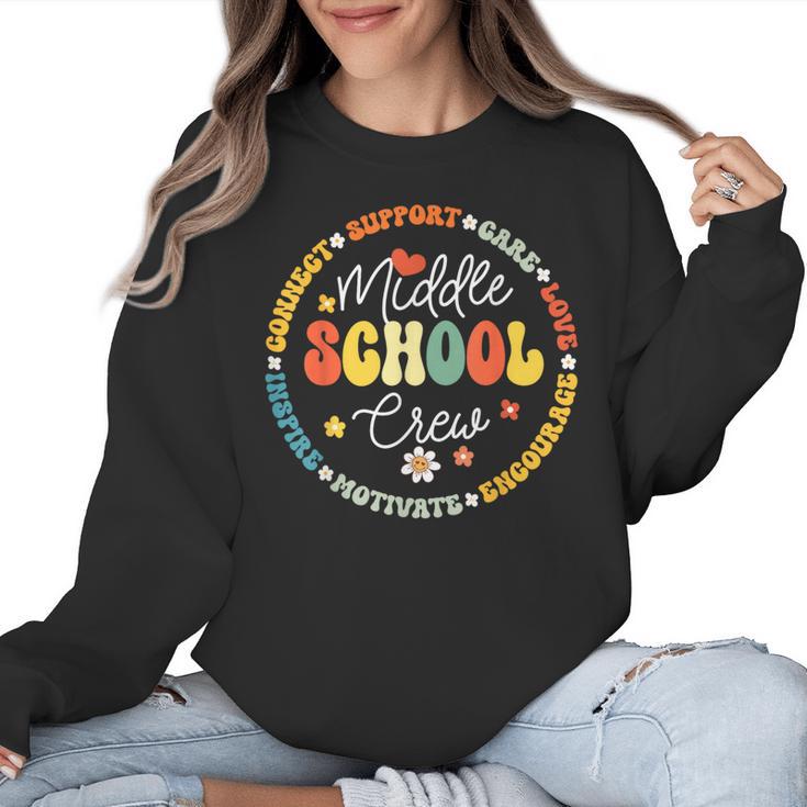 Middle School Crew Back To School For Teacher Women Crewneck Sweatshirt