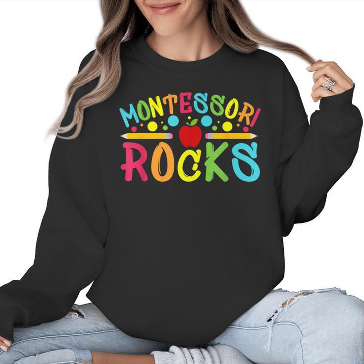 Montessori Rocks Montessori Teacher Back To School Women Crewneck Sweatshirt
