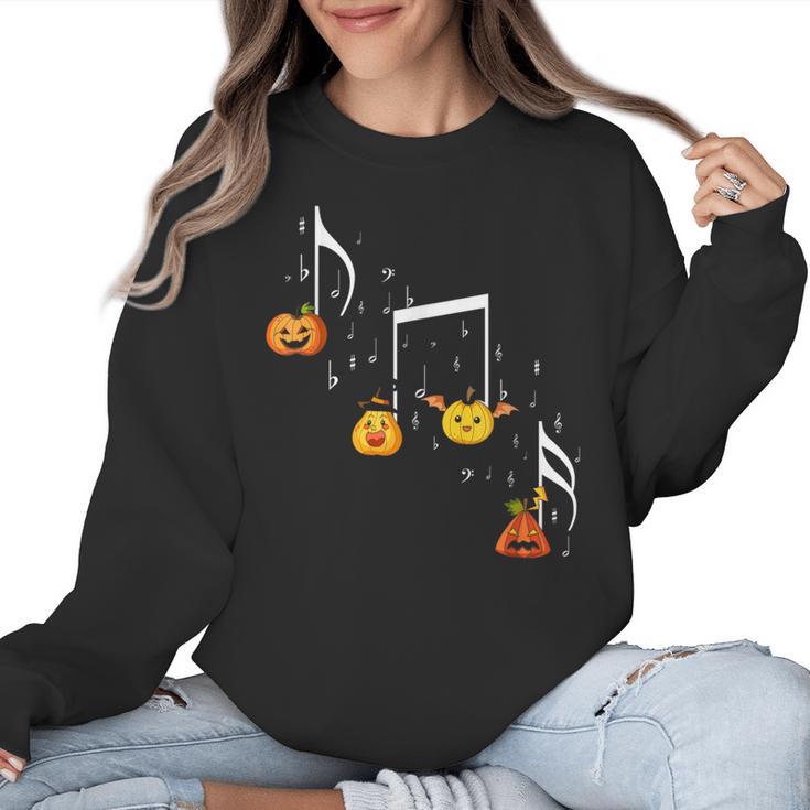Music Note Pumpkin Fall Music Teacher Halloween Costume Women Crewneck Sweatshirt