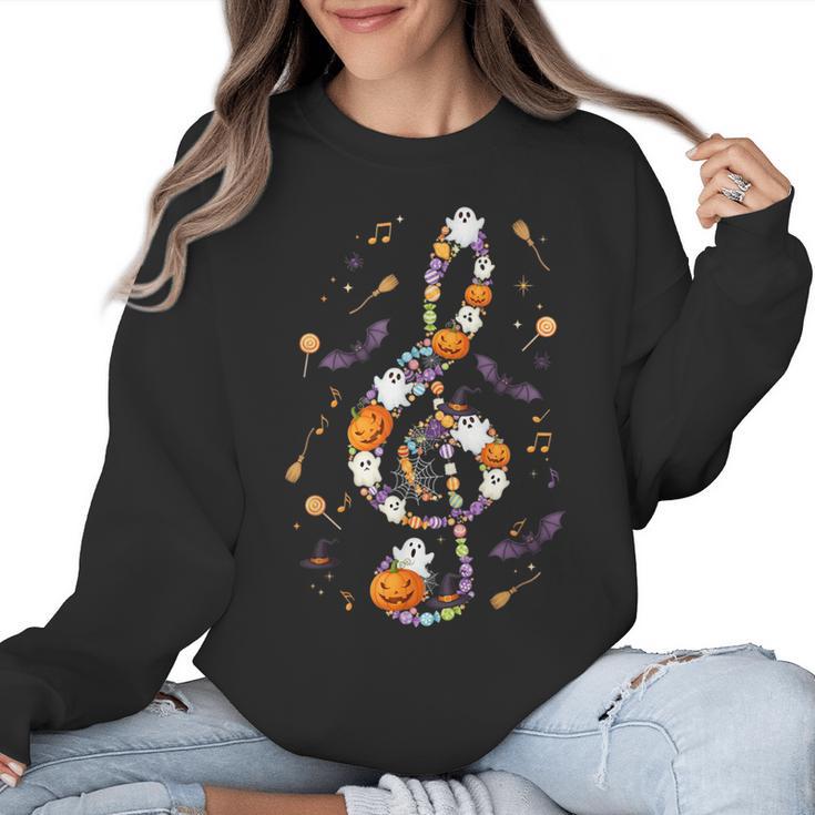 Music Note Symbol Halloween For Music Teacher Musicians Women Crewneck Sweatshirt