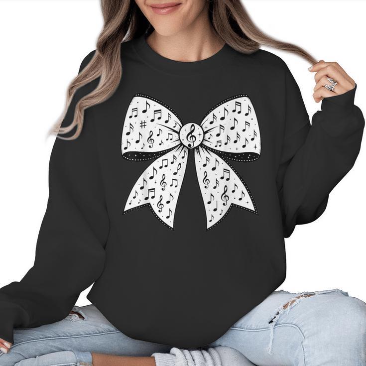 Music Notes Coquette Bow Music Teacher School Musician Band Women Crewneck Sweatshirt