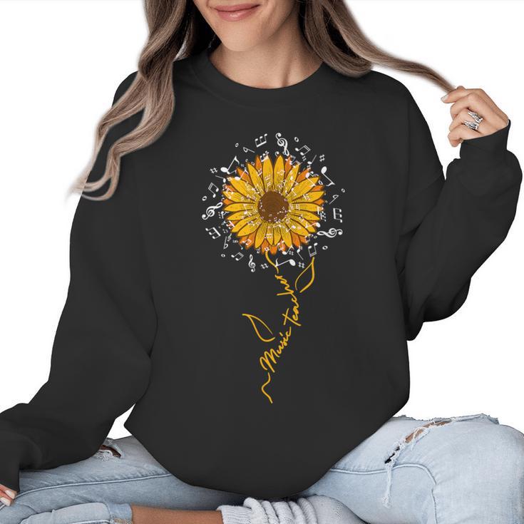 Music Teacher Shirt Sunflower Music Notes Musician Singer Women Crewneck Sweatshirt