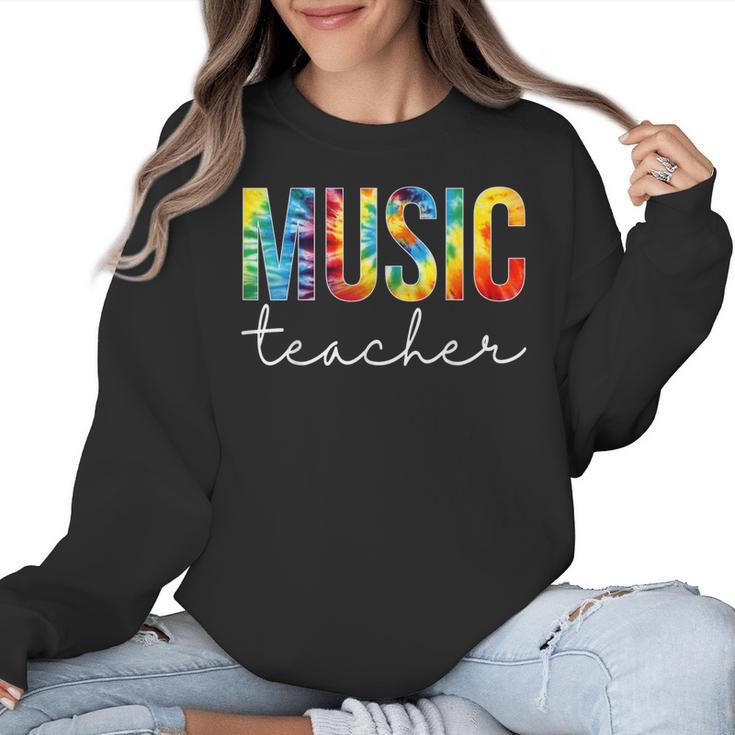 Music Teacher Tie Dye Appreciation Day Hello Back To School Men Women Women Crewneck Sweatshirt