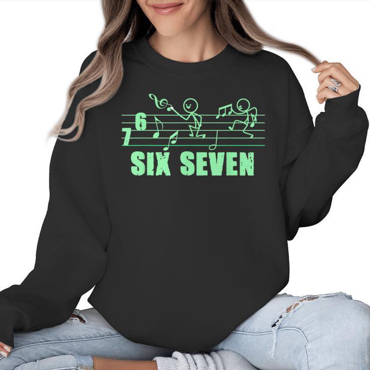 Musical 67 Music Meme Slang Six Seven Music Teacher Women Crewneck Sweatshirt