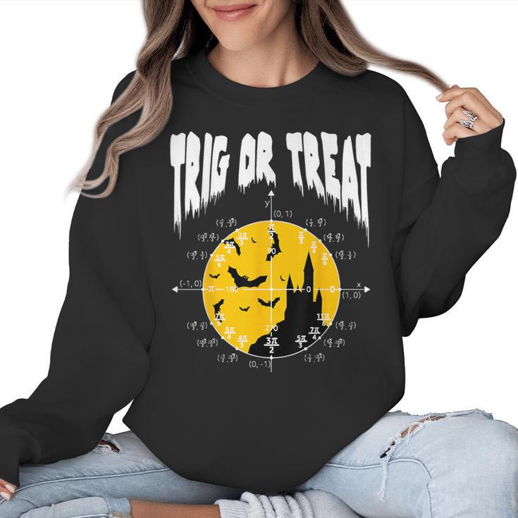 Nerdy Trig Or Treat Halloween Costume Math Teacher Women Crewneck Sweatshirt