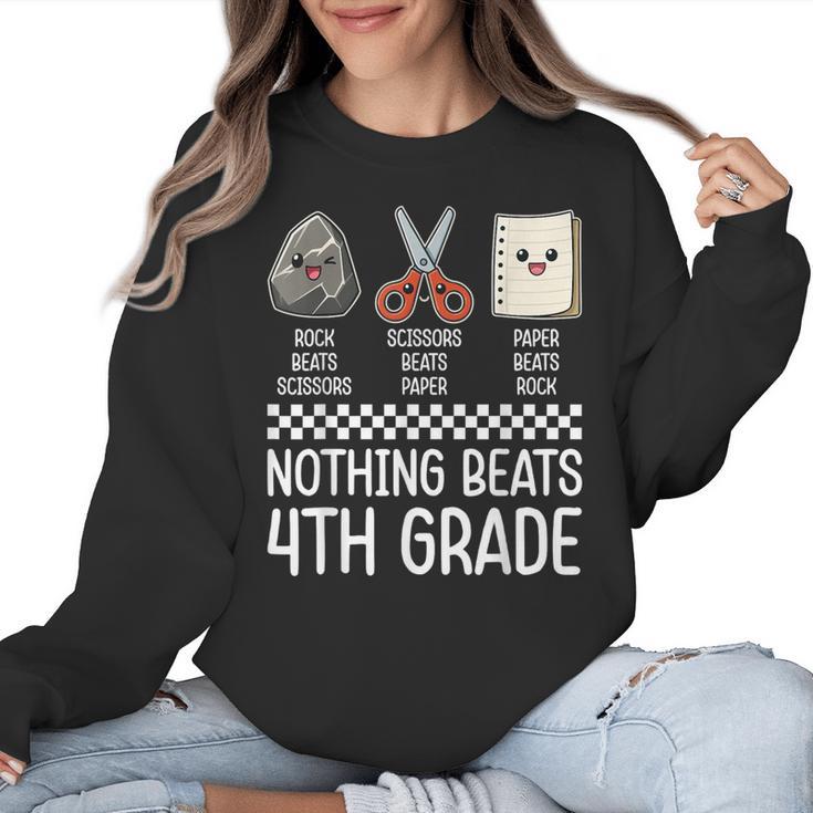 Nothing Beats 4th Grade Back To School Kids Teachers Women Crewneck Sweatshirt