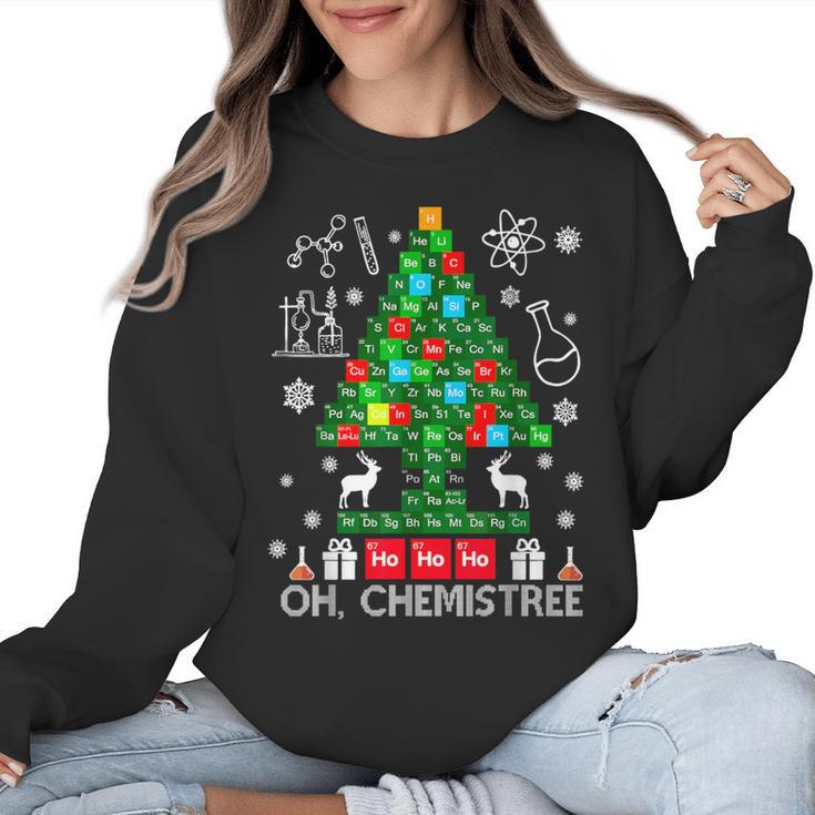 Oh Chemistree Scientist Chemical Christmas Xmas Teacher Women Crewneck Sweatshirt