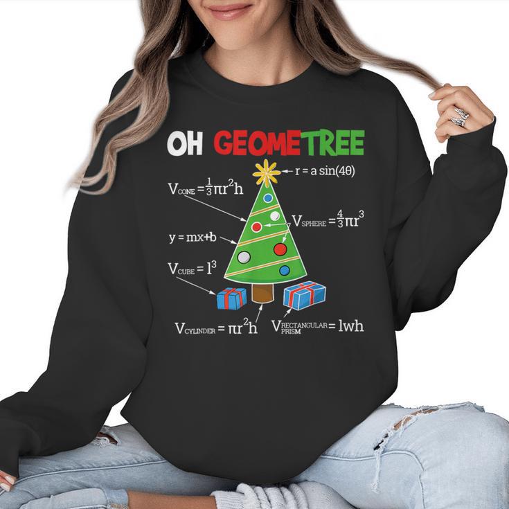 Oh Geometree Christmas Tree Geometry Math Teacher Women Crewneck Sweatshirt