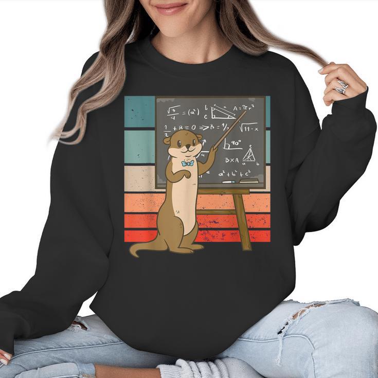 Otter Professor Teacher Teaching Maths Mathematics Women Crewneck Sweatshirt