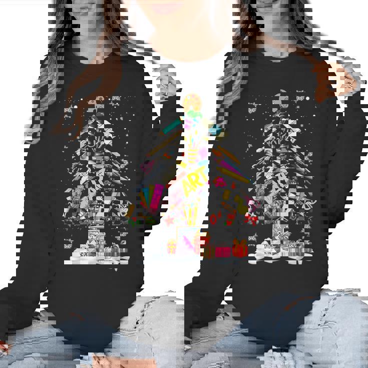 Paintbrush Christmas Tree Decor Xmas For Artist Art Teacher For Men Women Women Crewneck Sweatshirt
