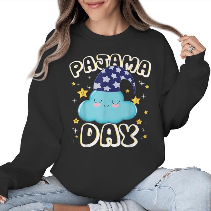 Pajama Day School Spirit Week Fun Cloud Teacher Student Women Crewneck Sweatshirt
