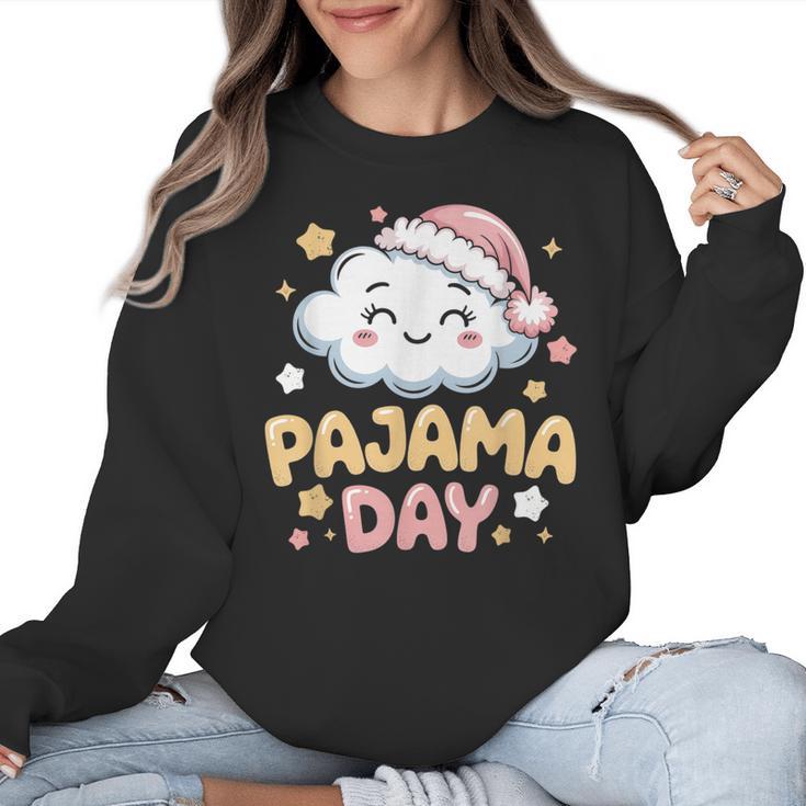 Pajama Day School Spirit Week Fun Cloud Teacher Women Crewneck Sweatshirt