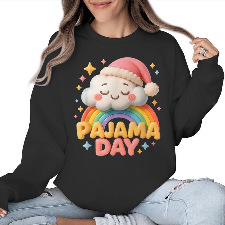 Pajama Day School Spirit Week Sleepy Cloud Teacher Student Women Crewneck Sweatshirt