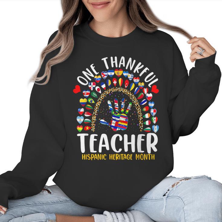 Hispanic Heritage Month One Thankful Teacher Rainbow Women Crewneck Sweatshirt