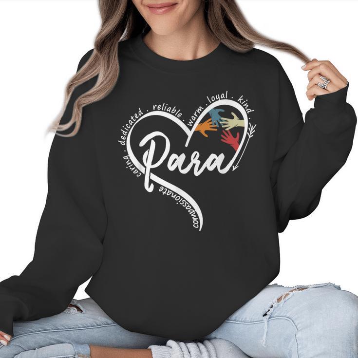 Para Heart Paraprofessional Teacher Paraeducator Women Crewneck Sweatshirt