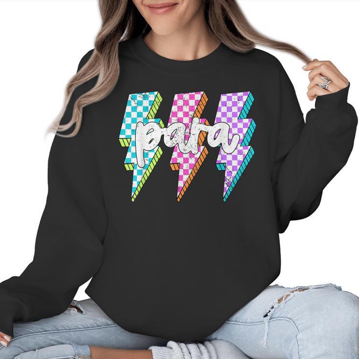 Para Squad Paraprofessional Teacher Lightning Bolt Women Crewneck Sweatshirt