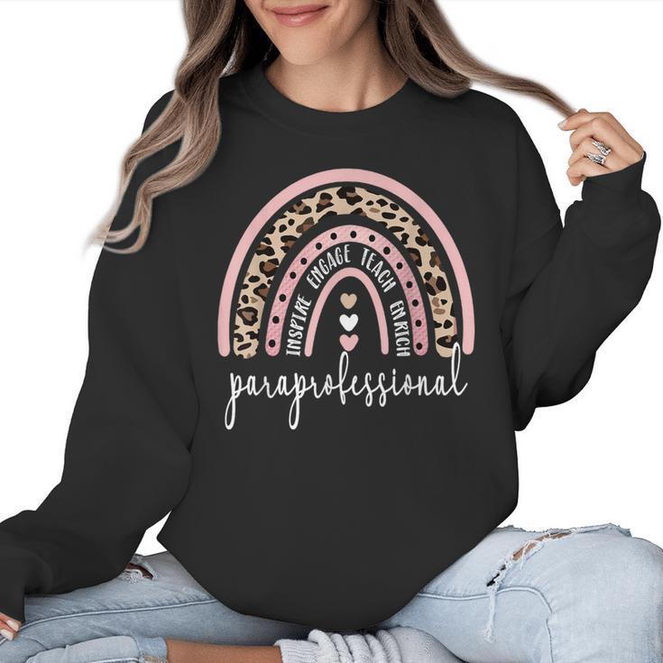 Paraprofessional Rainbow Para Teacher Parapro Women Crewneck Sweatshirt