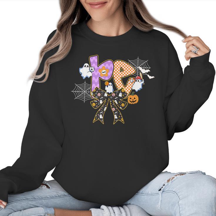 PE Teacher Coach Coquette Ghost Halloween Physical Education Women Crewneck Sweatshirt