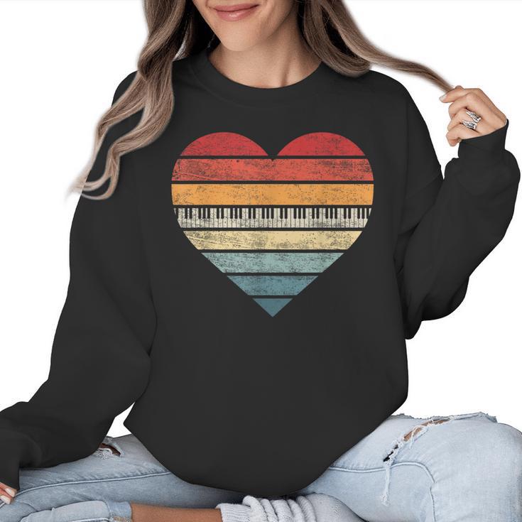 Pianist Retro Sunset Piano Keyboard Player Teacher Women Crewneck Sweatshirt