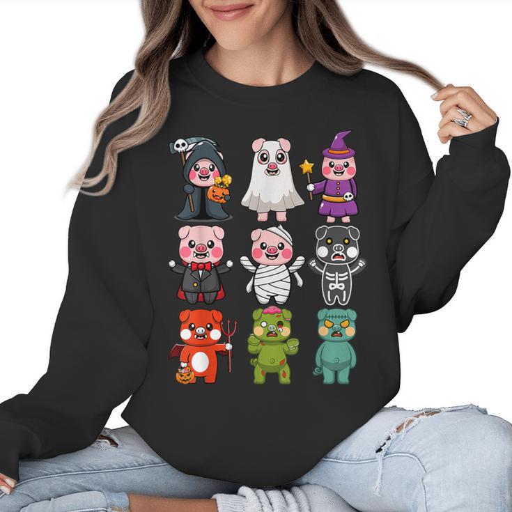 Pig Spooky Ghost Witch Boo-Jee Horror Pumpkin Pig Halloween Women Crewneck Sweatshirt