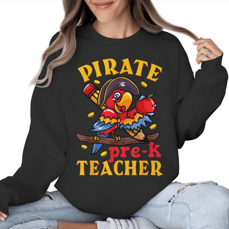 Pirate Pre-K Teacher Preschool Halloween Women Crewneck Sweatshirt