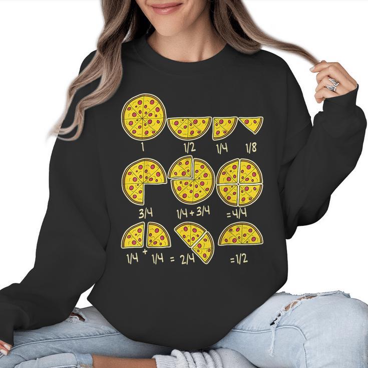 Pizza Salami Cheese Quick Math Fractions Math Teachers For Men Women Girls Kids Women Crewneck Sweatshirt