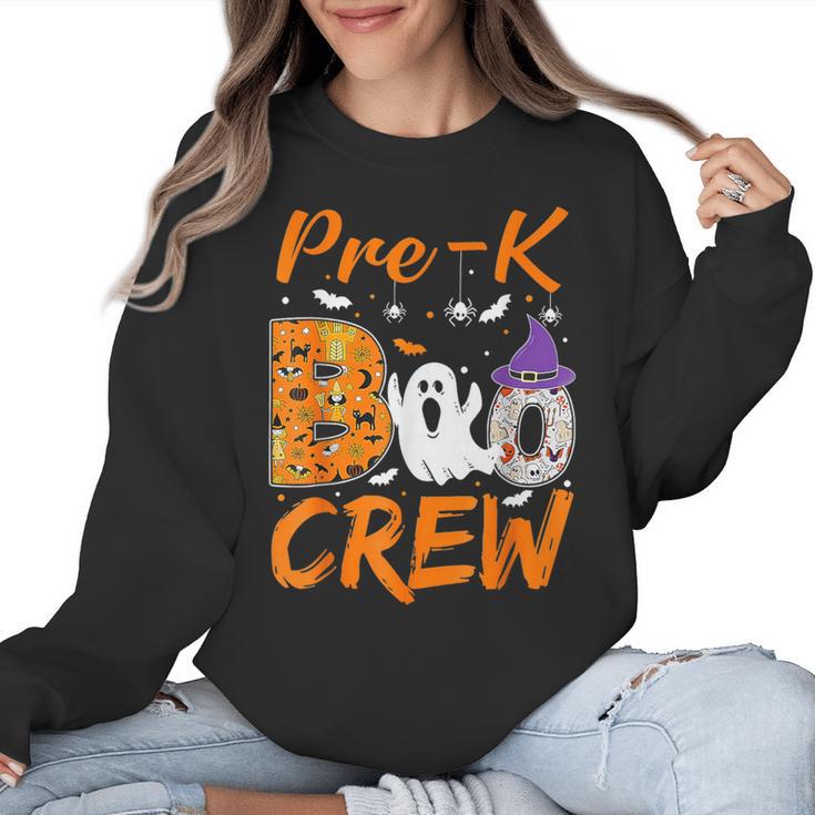Pre K Boo Crew Teacher Student Halloween Pre Kindergarten Women Crewneck Sweatshirt