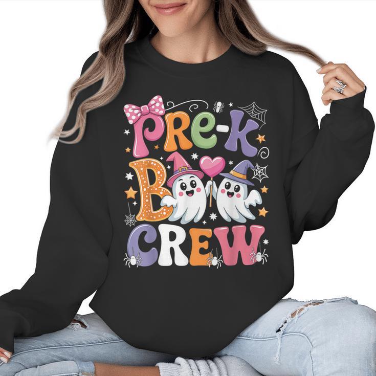 Pre-K Boo Crew Pre-K Teacher Student Kids Halloween Women Crewneck Sweatshirt
