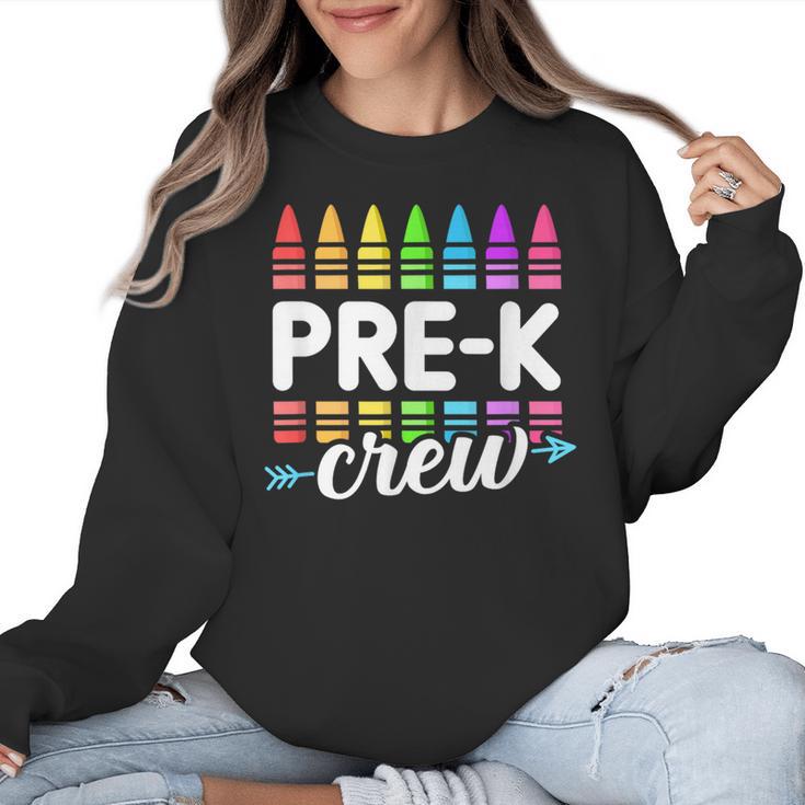 Pre-K Crew Teacher Team Squad Hello Back School Graduation Women Crewneck Sweatshirt
