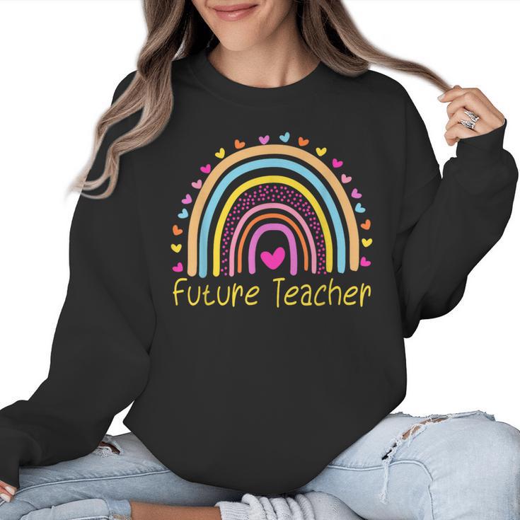 Pre-K Preschool Kindergarten Future Teacher Rainbow Women Crewneck Sweatshirt