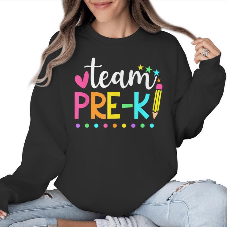 Pre-k Team Pencil Teacher Student Back To School Girls Women Crewneck Sweatshirt