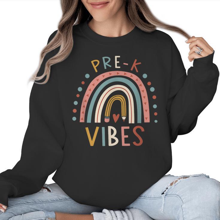 Pre K Vibes Back To School Student Teacher Women Crewneck Sweatshirt