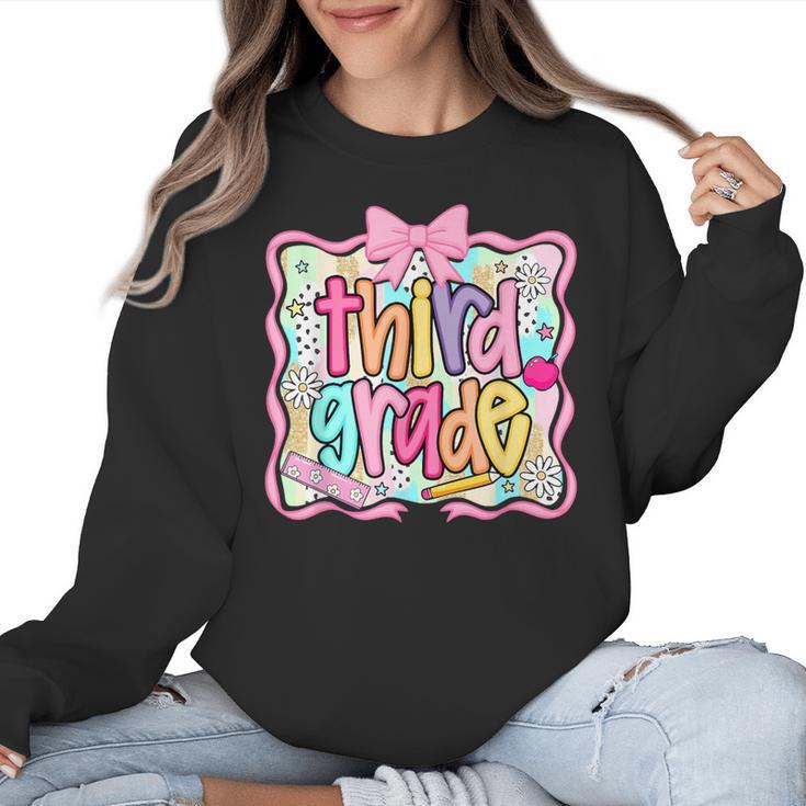 Preppy Third Grade Back To School Teacher Girl Kid Women Crewneck Sweatshirt