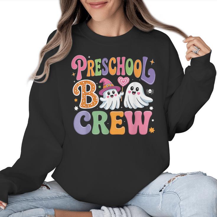 Preschool Boo Crew Preschool Teacher Student Halloween Women Crewneck Sweatshirt