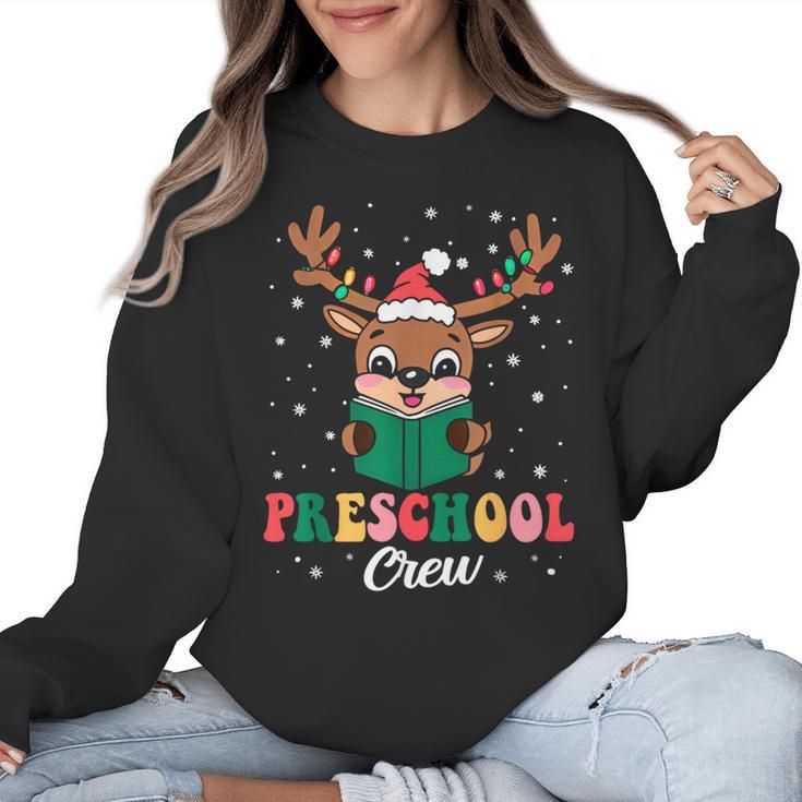 Preschool Crew Xmas Reindeer Teacher Student Christmas Women Crewneck Sweatshirt